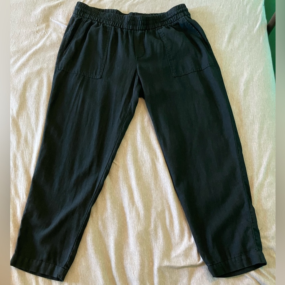 Old Navy Linen Blend Black Casual Elastic Waist Pants Size M